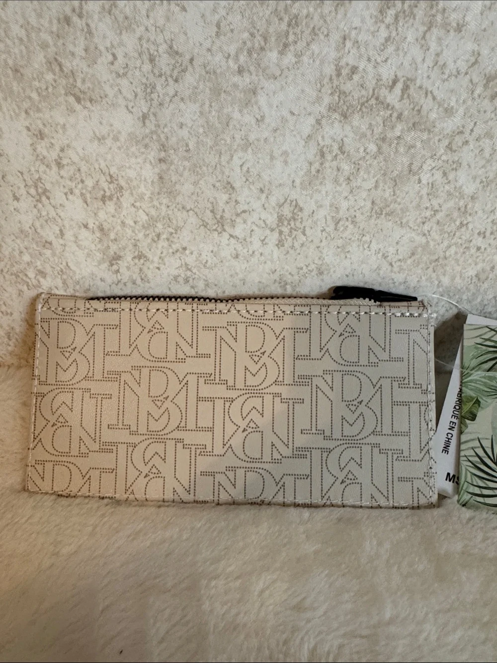 Badgley Mischka Cream Monogram credit card with Snap Strap